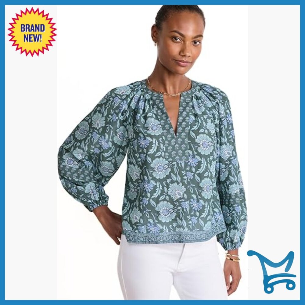 Long Sleeve V-Neck Popover Top, Cotton Modal Blend, Regular Fit